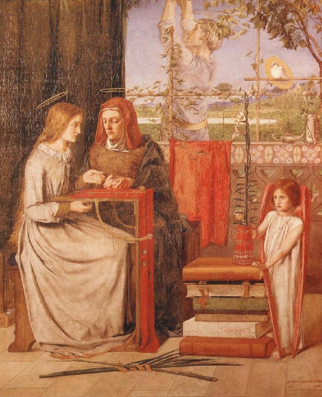 Dante Gabriel Rossetti The Girlhood of Mary Virgin Sweden oil painting art
